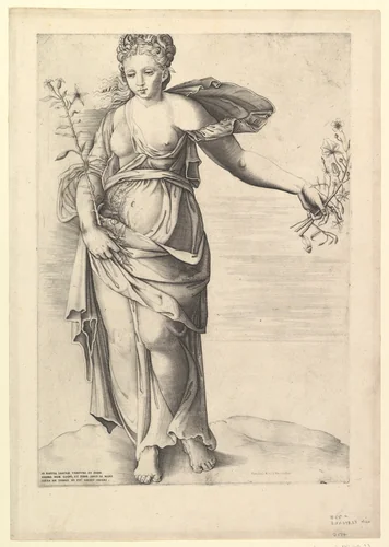 Flora, from "Speculum Romanae Magnificentiae" by anonymous, print, 1525-1575