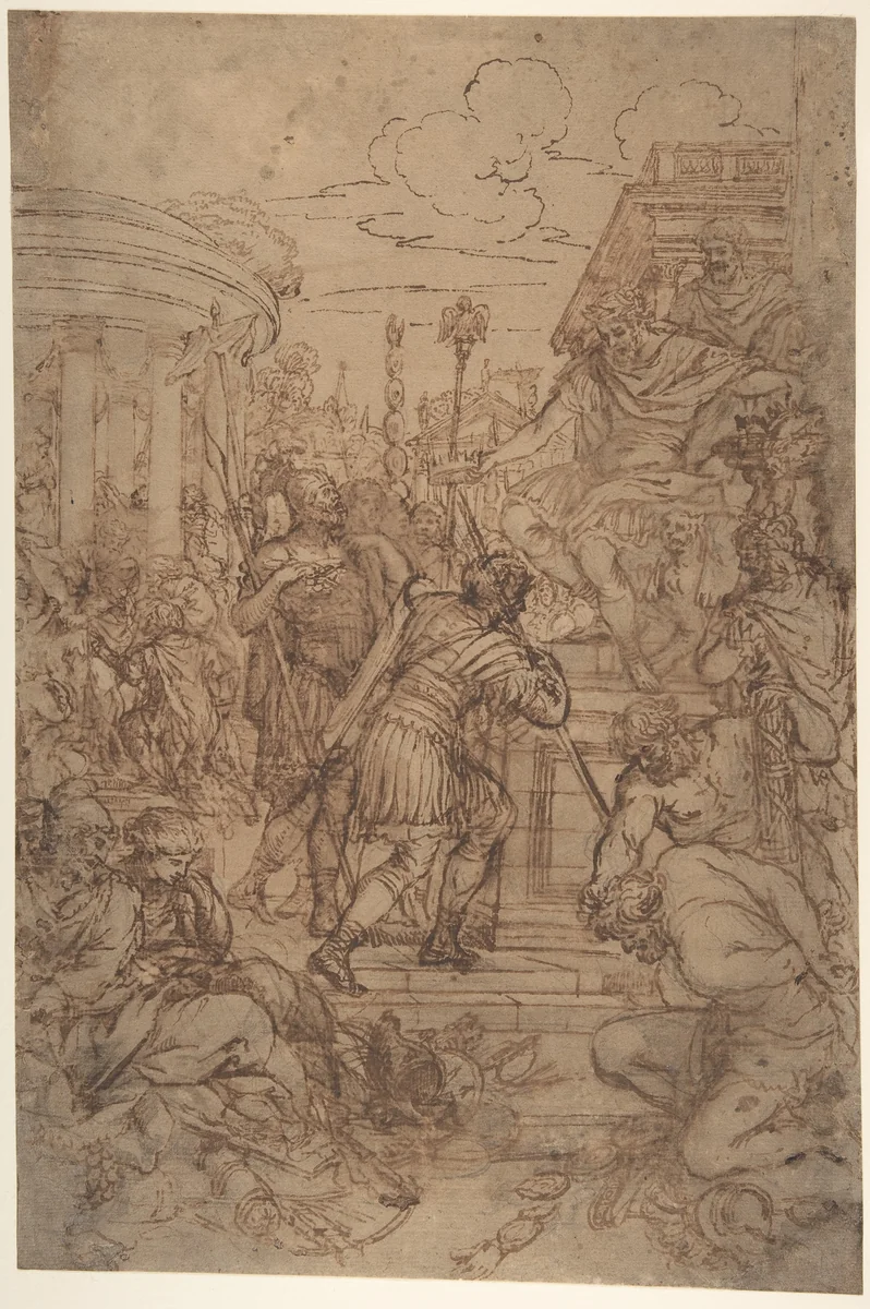 Study for the Age of Bronze by Pietro da Cortona, drawing, 1637