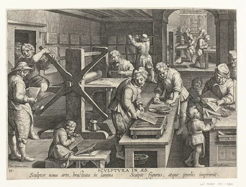 Productie van kopergravures by Unknown, print, 1589-1593