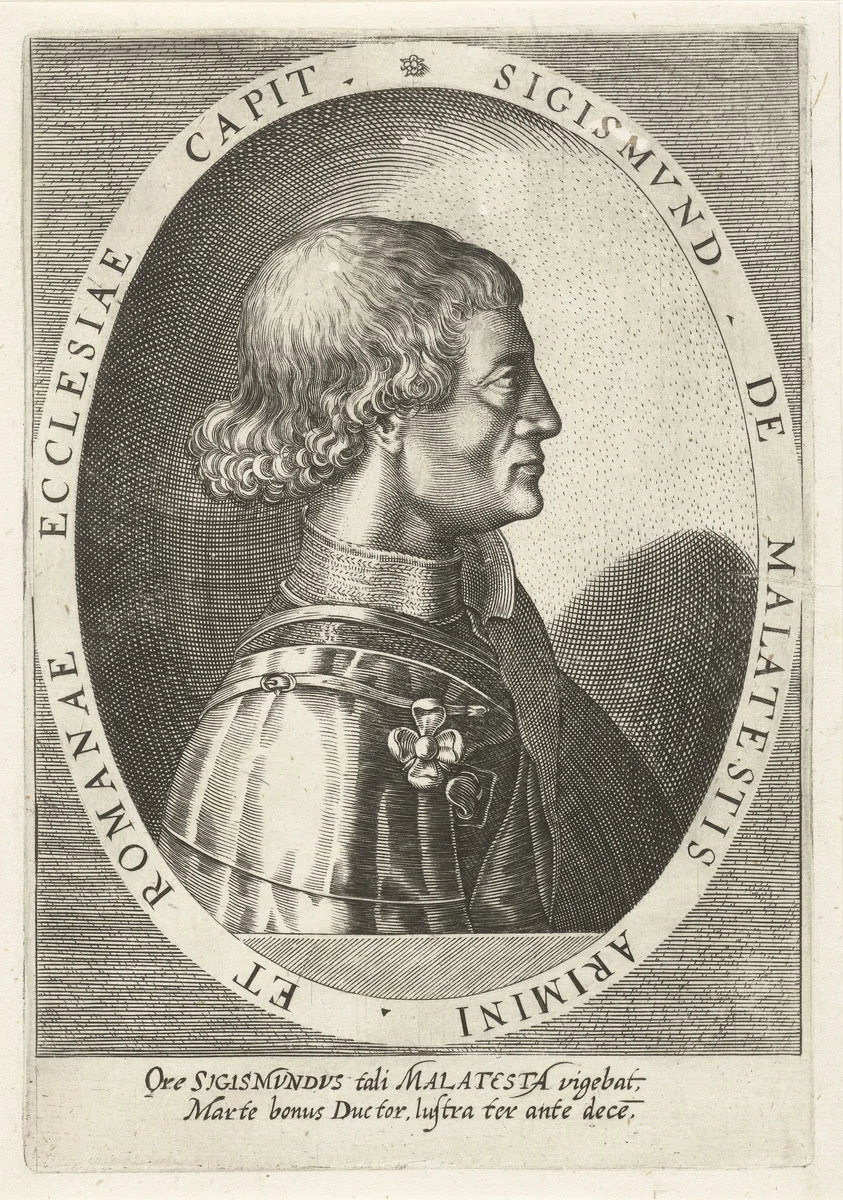 Portret van Sigismondo Malatesta by Dominicus Custos, print, 1600-1604