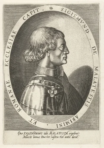 Portret van Sigismondo Malatesta by Dominicus Custos, print, 1600-1604