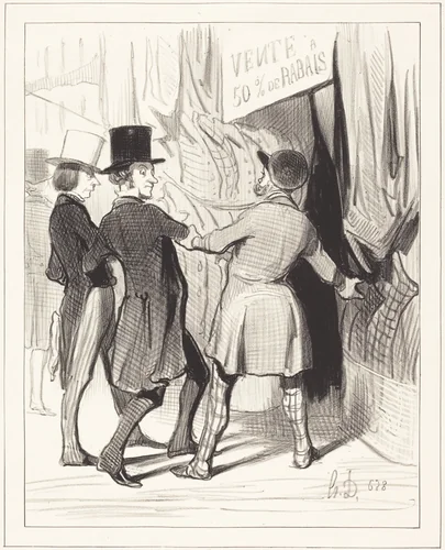 Entrez Messieurs... voici de magnifiques... by Honoré Daumier, print, 1844