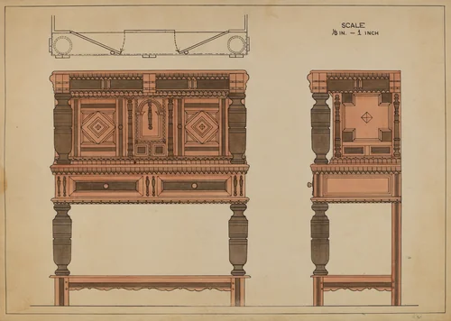 Court Chest by Lawrence Phillips, index of american design, 1935-1942