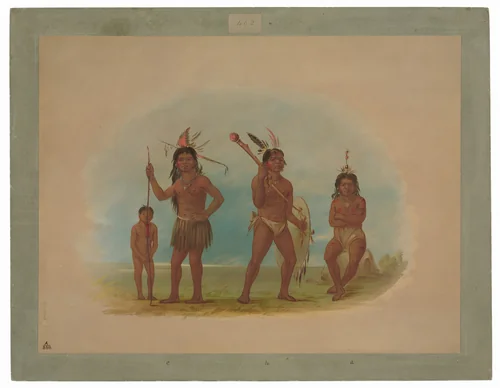 Four Arowak Indians by George Catlin, painting, 1854-1869
