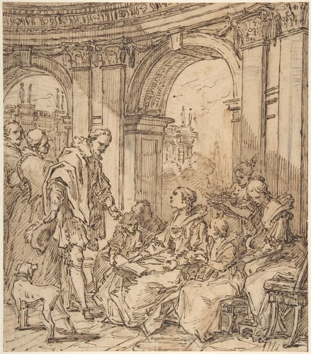 La Conversation espagnole by Carle Vanloo, drawing, 1754