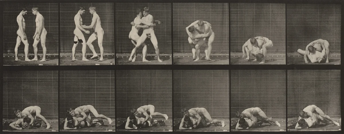 Plate Number 345. Wrestling, lock by Eadweard Muybridge, photograph, 1887