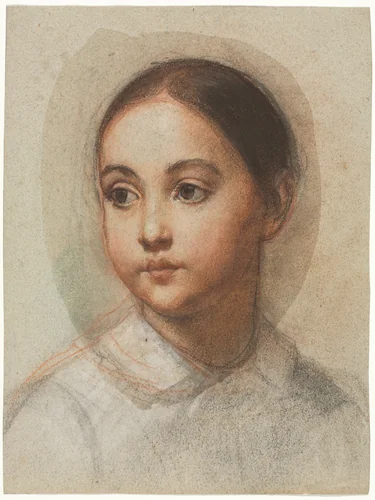Head of a Young Girl by Alexandre Hesse, drawing, 1852-1862