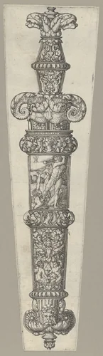 Design for a Dagger Sheath, with Cain and Abel by Heinrich Aldegrever, print, 1539