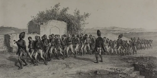 Turkish Recruits Near Smyrna, November 10, 1837 by Denis Auguste Marie Raffet, print, 1847
