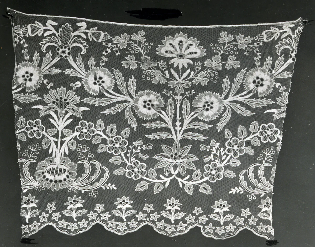 Two Portions from a Flounce by Southern Europe, textile, 1850-1900