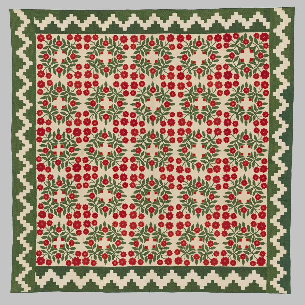 Rose Wreath Quilt by American, artwork, 1845-1855