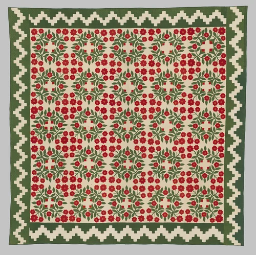 Rose Wreath Quilt by American, artwork, 1845-1855