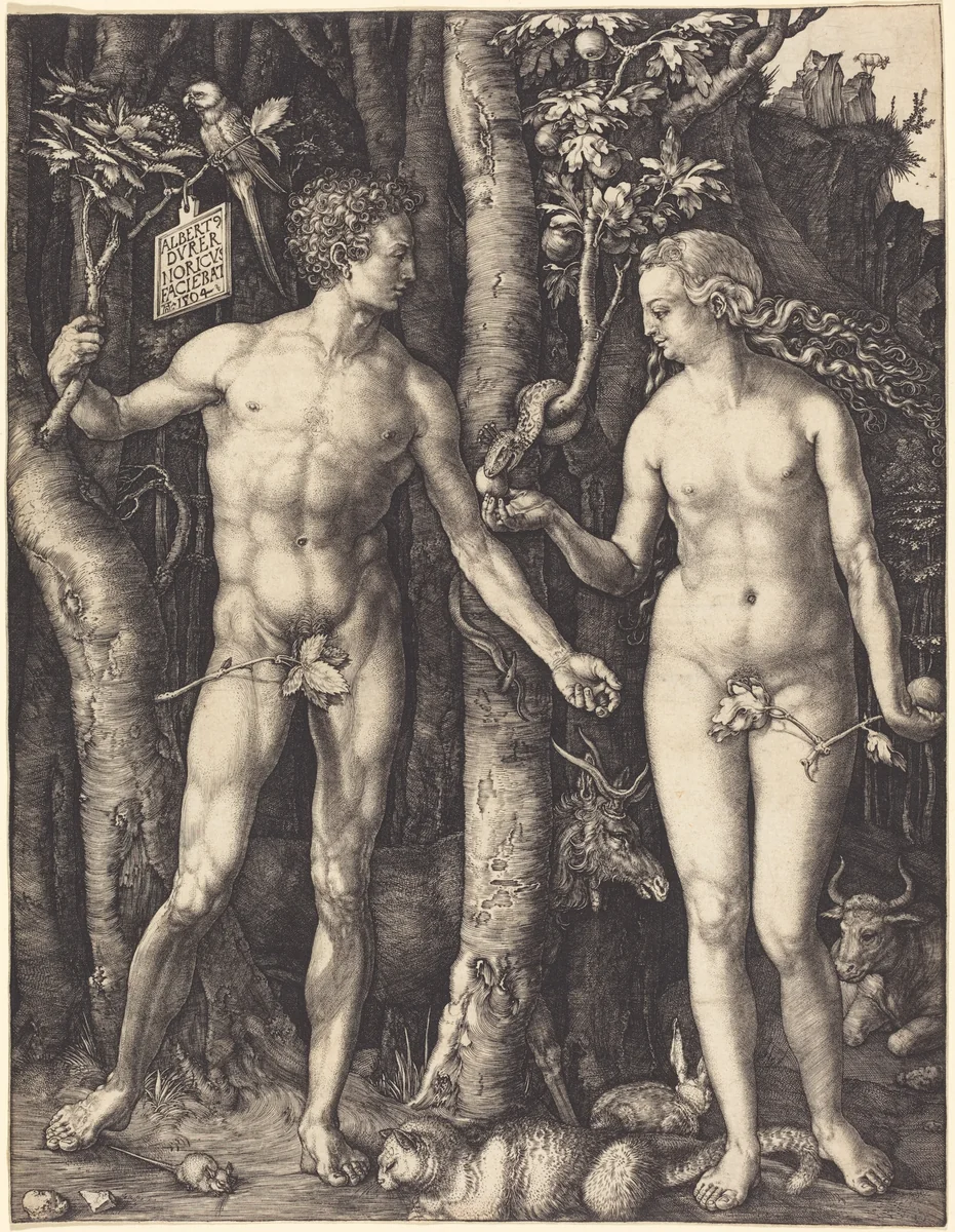 Adam and Eve by Albrecht Dürer, print, 1504
