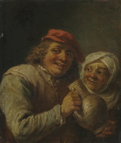 Old Man and Woman by David Teniers, painting, 1700-1800