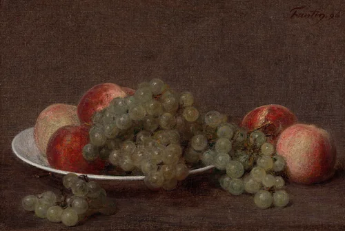 Still Life with Peaches and Grapes by Henri Fantin-Latour, painting, 1896