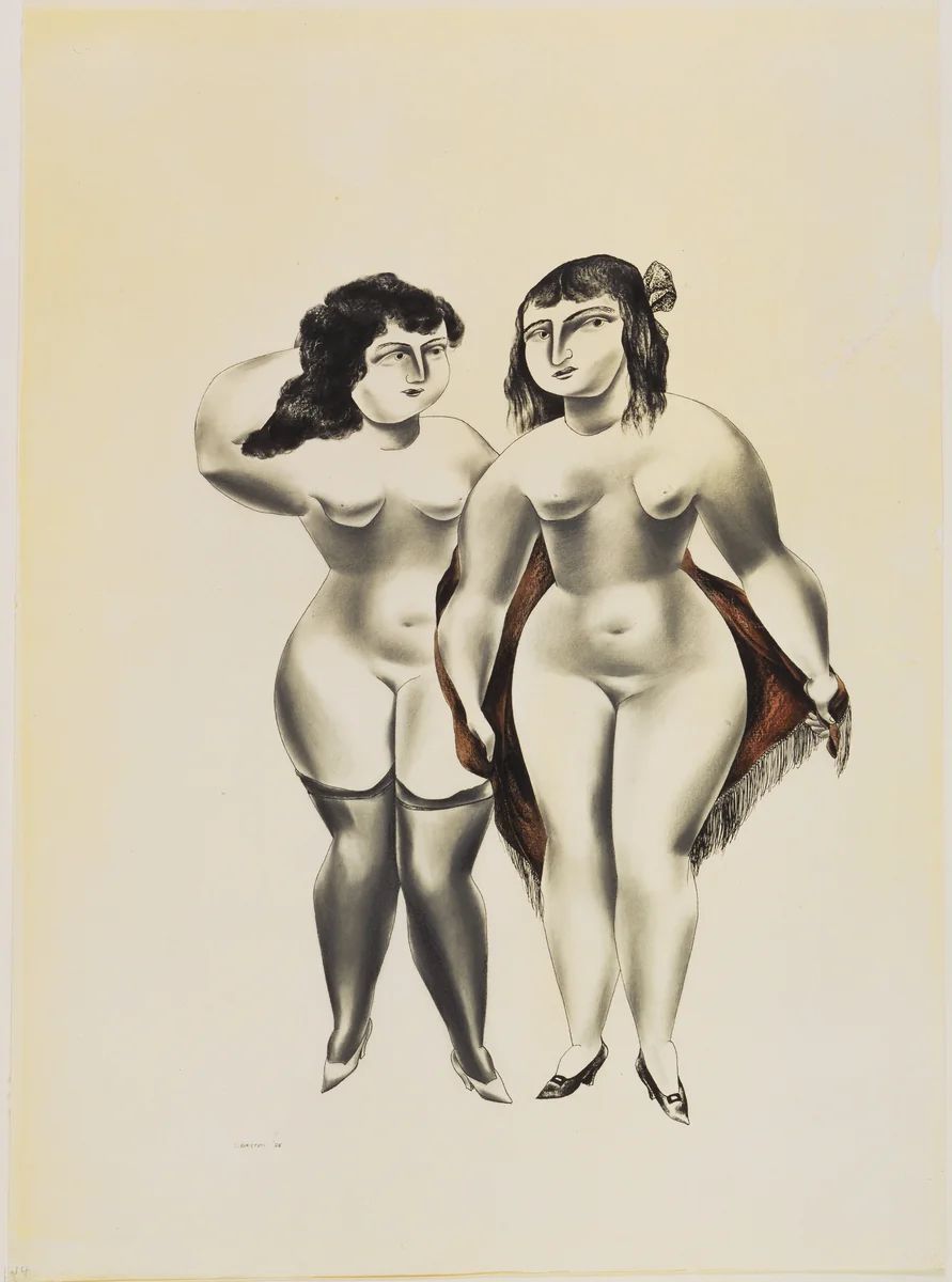 Two Figures by Yasuo Kuniyoshi, drawing, 1925
