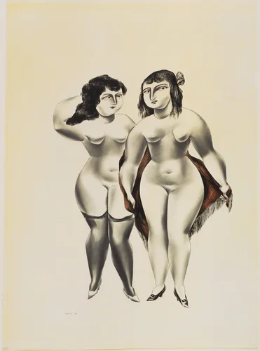 Two Figures by Yasuo Kuniyoshi, drawing, 1925