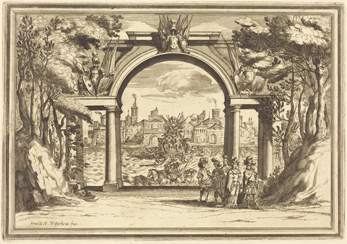 Il Greco in Troia: Plate 1 by Arnold von Westerhout, print, 1651-1725
