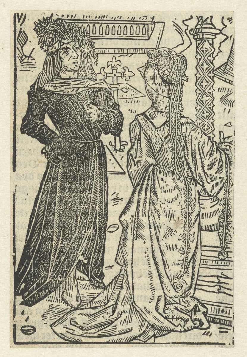 Robrecht I de Fries en Geertruida van Saksen by anonymous, print, 1517