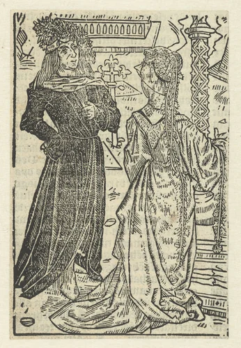 Robrecht I de Fries en Geertruida van Saksen by anonymous, print, 1517