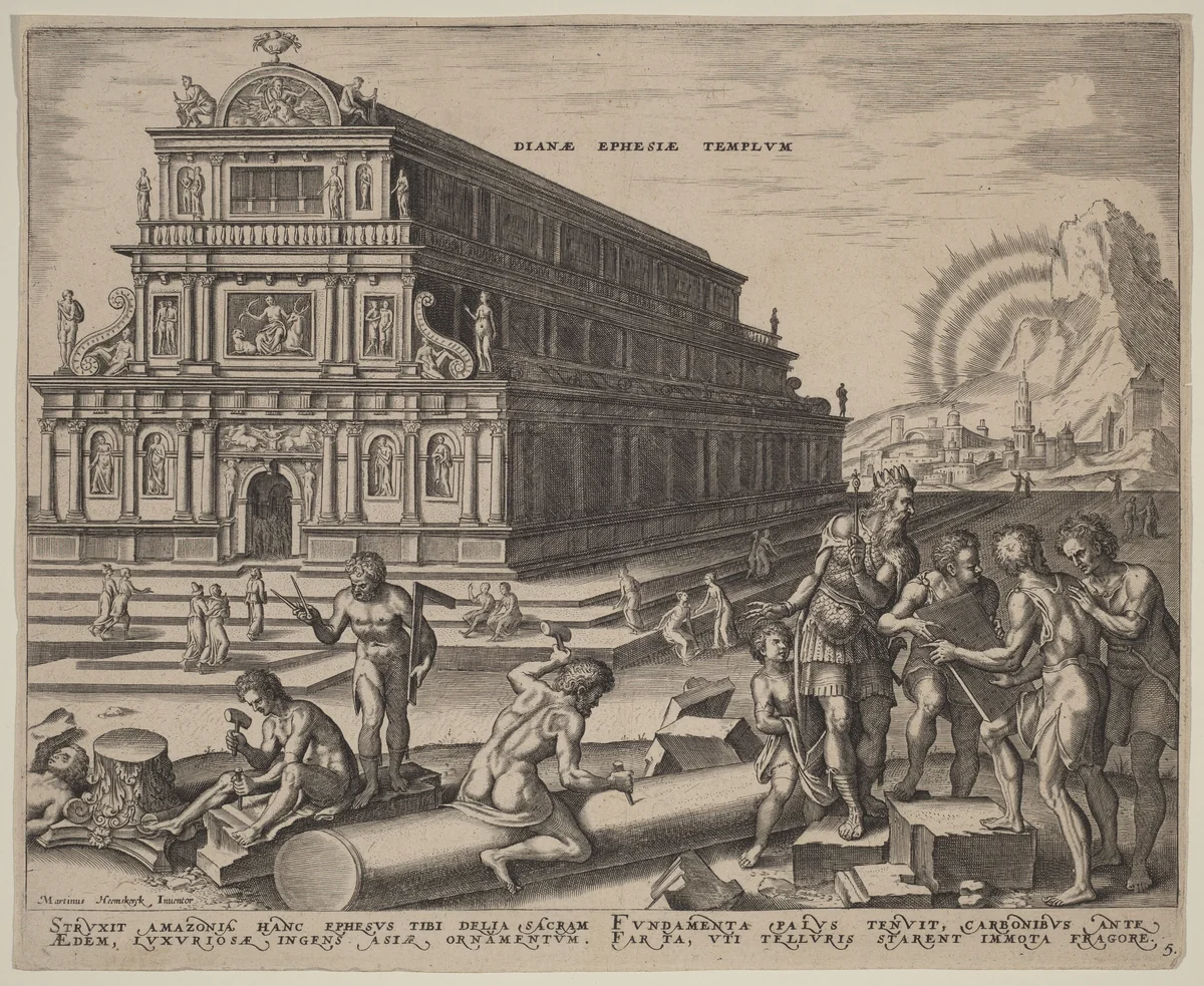 Dianae Ephesiae Templum (The Temple of Diana at Ephesus) by Philip Galle, print, 1572