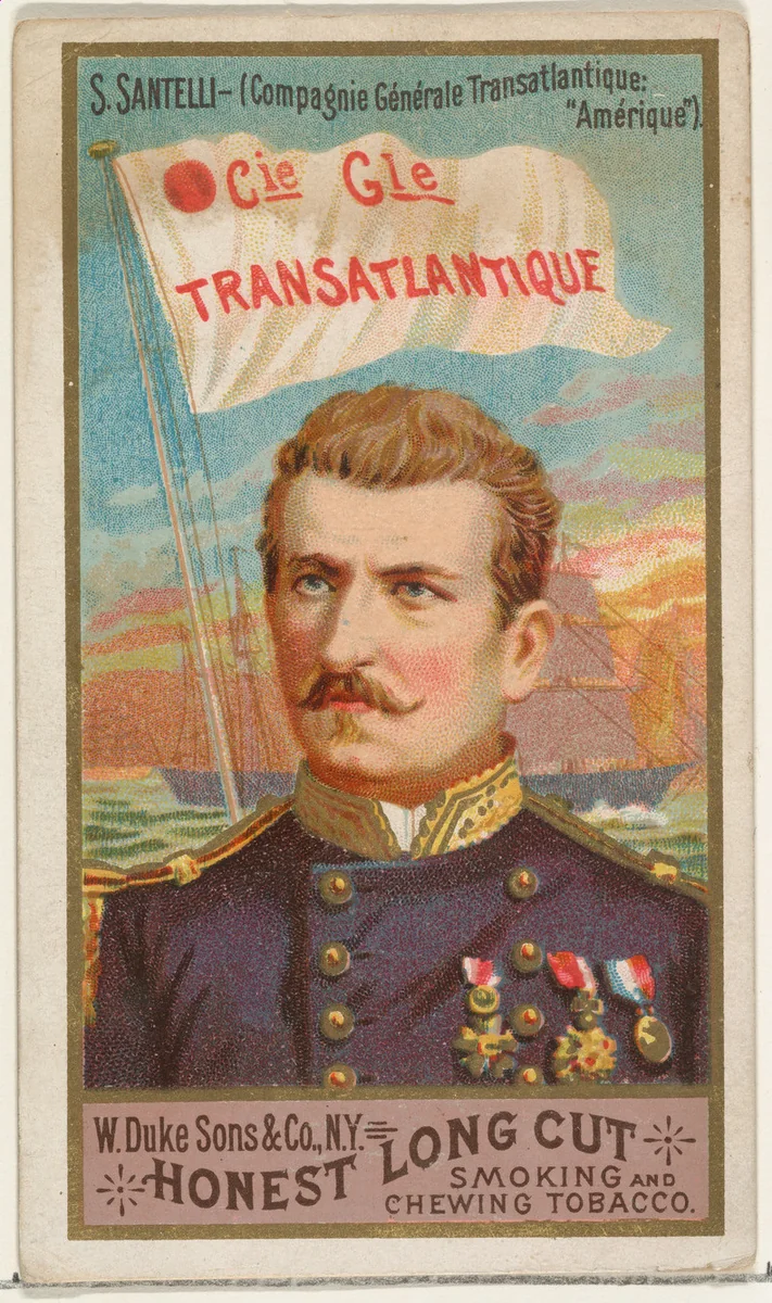 S. Santelli, from the Sea Captains series (N127) issued by Duke Sons & Co. to promote Honest Long Cut Tobacco by W. Duke, Sons & Co., print, 1887