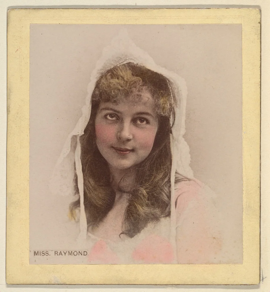 Miss Raymond, from the Actresses series (N246), Type 2, issued by Kinney Brothers to promote Sporting Extra Cigarettes by Kinney Brothers Tobacco Company, photograph, 1888-1892