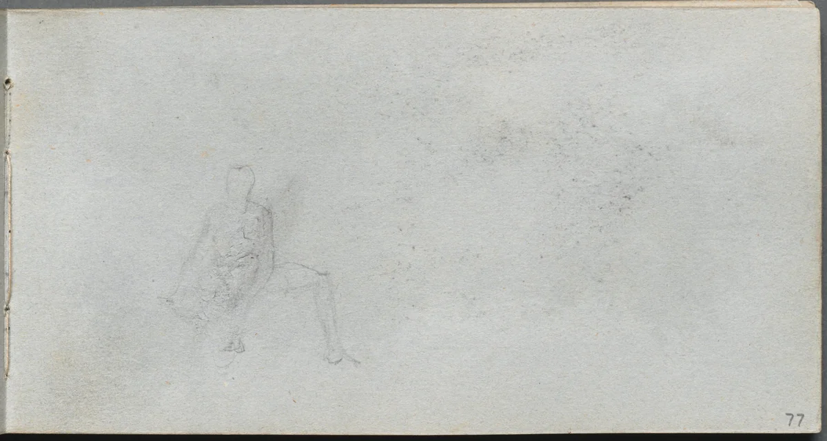 Sketchbook, page 77: Figure Study by Ernest Meissonier, book, 1860-1869
