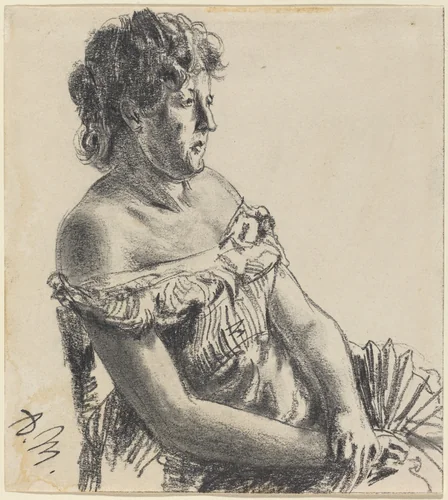 Woman in Court Dress by Adolph Menzel, drawing, 1815-1905