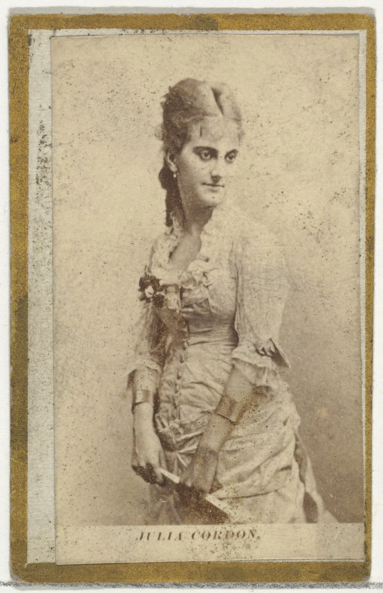 Julia Cordon, from the Actresses and Celebrities series (N60, Type 2) promoting Little Beauties Cigarettes for Allen & Ginter brand tobacco products by Allen & Ginter, photograph, 1887