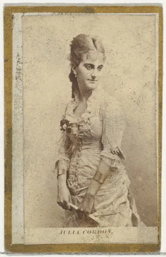 Julia Cordon, from the Actresses and Celebrities series (N60, Type 2) promoting Little Beauties Cigarettes for Allen & Ginter brand tobacco products by Allen & Ginter, photograph, 1887