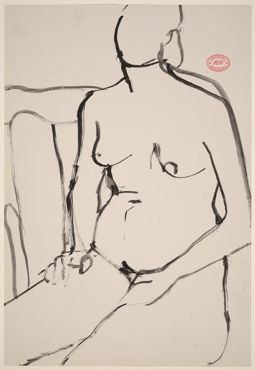 untitled [seated female nude with hands in lap] by Richard Diebenkorn, drawing, 1955-1967