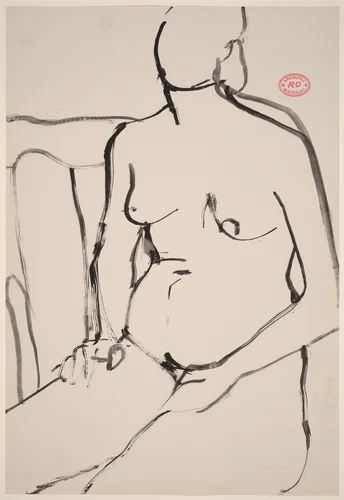 untitled [seated female nude with hands in lap] by Richard Diebenkorn, drawing, 1955-1967