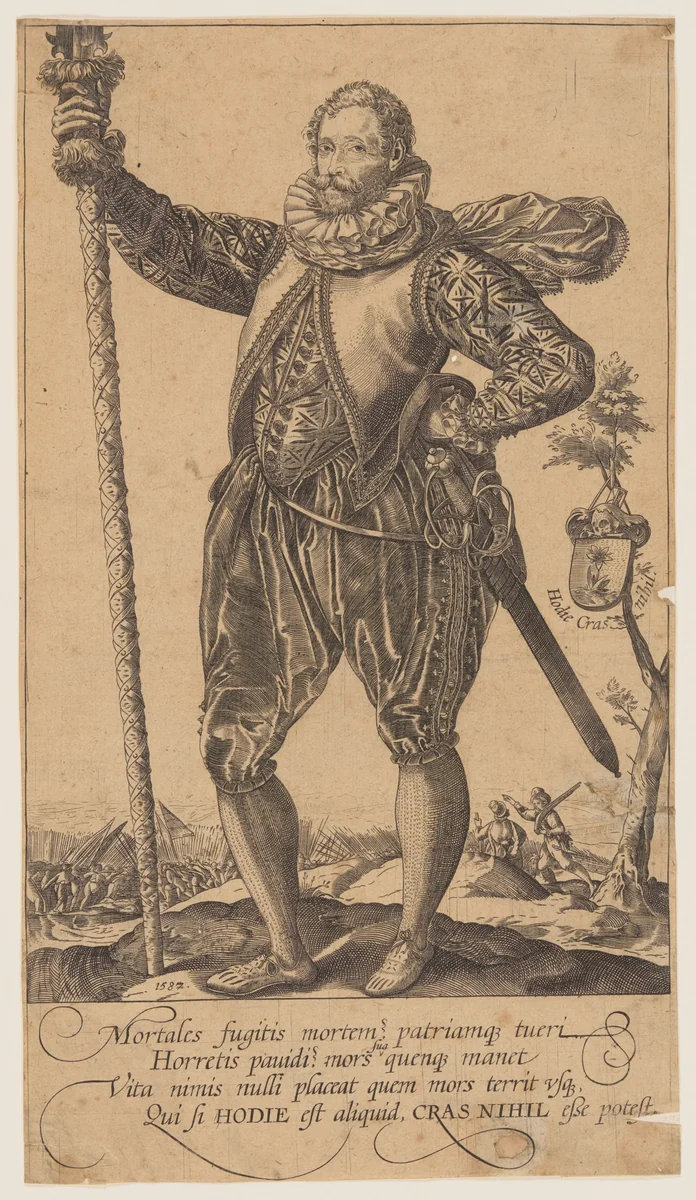 A Pike-Man Turned to Left by Hendrick Goltzius, print, 1587