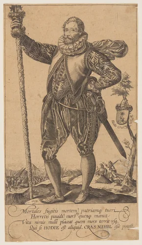 A Pike-Man Turned to Left by Hendrick Goltzius, print, 1587