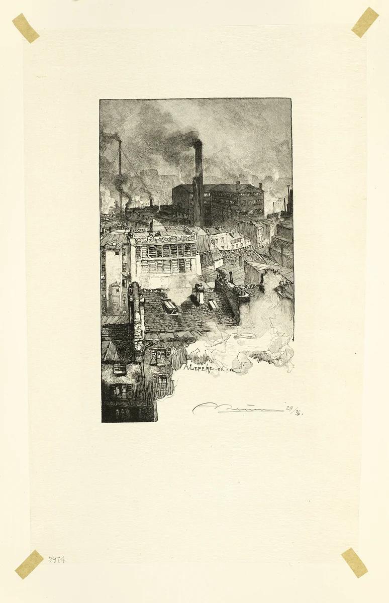 Quartier des Gobelins, plate 20 from Le Long de la Seine et des Boulevards by Louis Auguste Lepère, print, 1889
