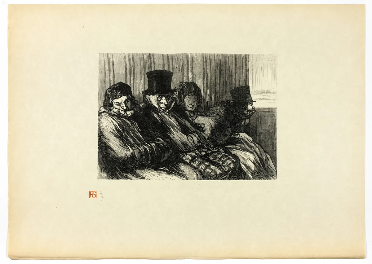 Train de plaisir, dix degrés d'ennui et de mauvaise humeur, from Tirage Unique de Trente-Six Bois by Charles Maurand, print, 1862
