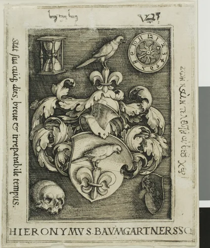 Bookplate of Hieronymous Baumgärtner by Barthel Beham, print, 1522-1540