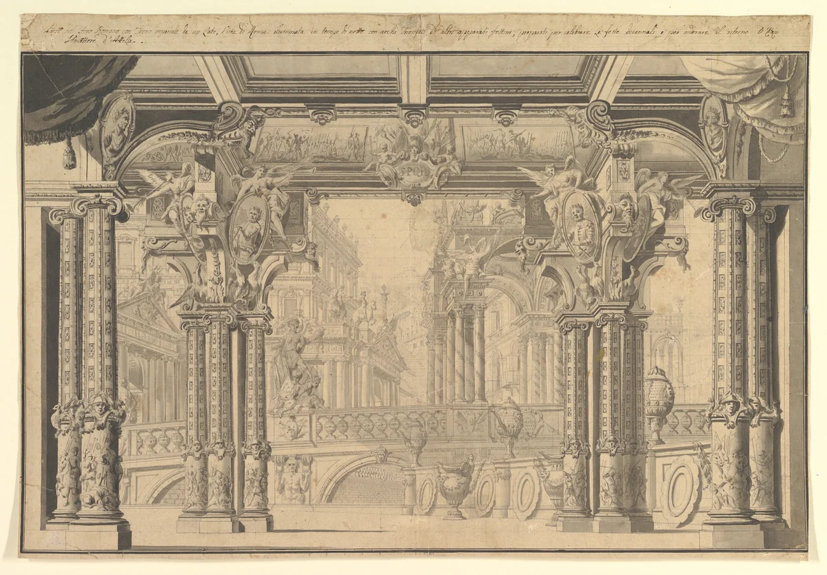 Stage Set Design by anonymous, drawing, 1700-1799