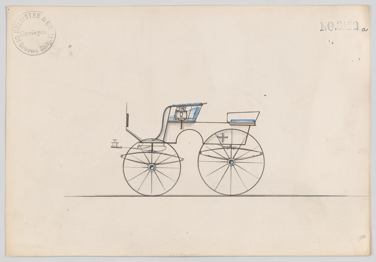 Design for T-Cart, no. 3122a by Brewster & Co., drawing, 1875