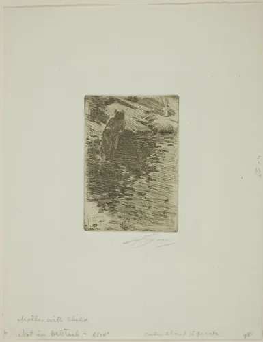 With her Child by Anders Zorn, print, 1890