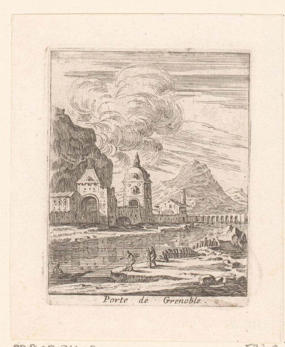 Gezicht op de haven van Grenoble by Israël Silvestre, print, 1631-1661