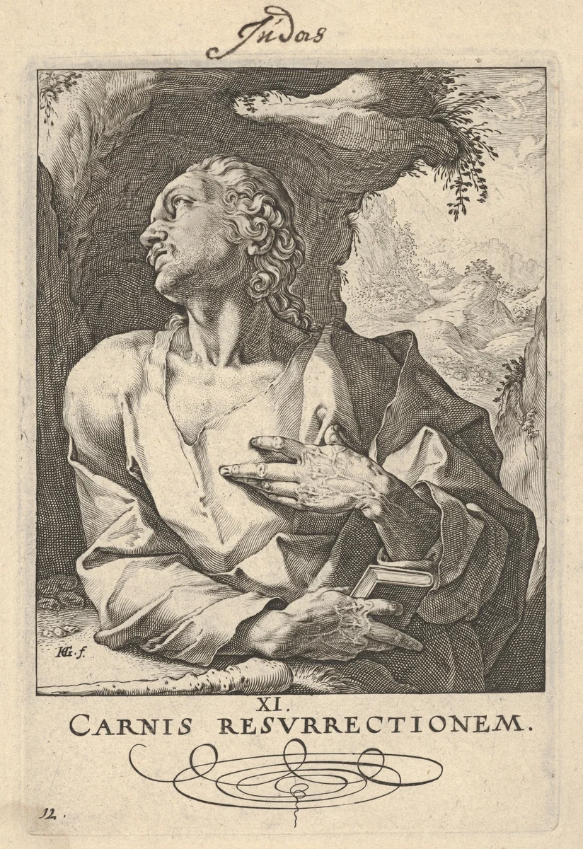 St. Jude Thaddeus, from "Christ, the Apostles and St. Paul with the Creed" by Hendrick Goltzius, print, 1584-1594