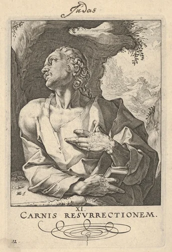 St. Jude Thaddeus, from "Christ, the Apostles and St. Paul with the Creed" by Hendrick Goltzius, print, 1584-1594