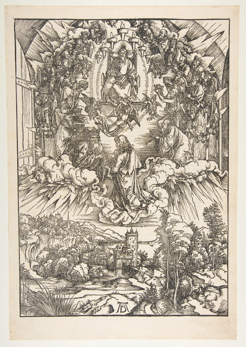 Saint John Before God and the Elders, from "The Apocalypse" by Albrecht Dürer, print, 1498