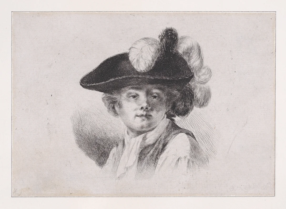 Bust Portrait of Man in a Plumed Hat by Dominique Vivant Denon, print, 1747-1825