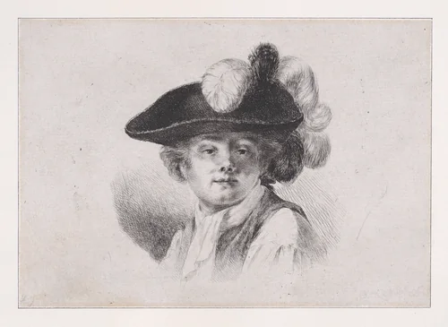 Bust Portrait of Man in a Plumed Hat by Dominique Vivant Denon, print, 1747-1825