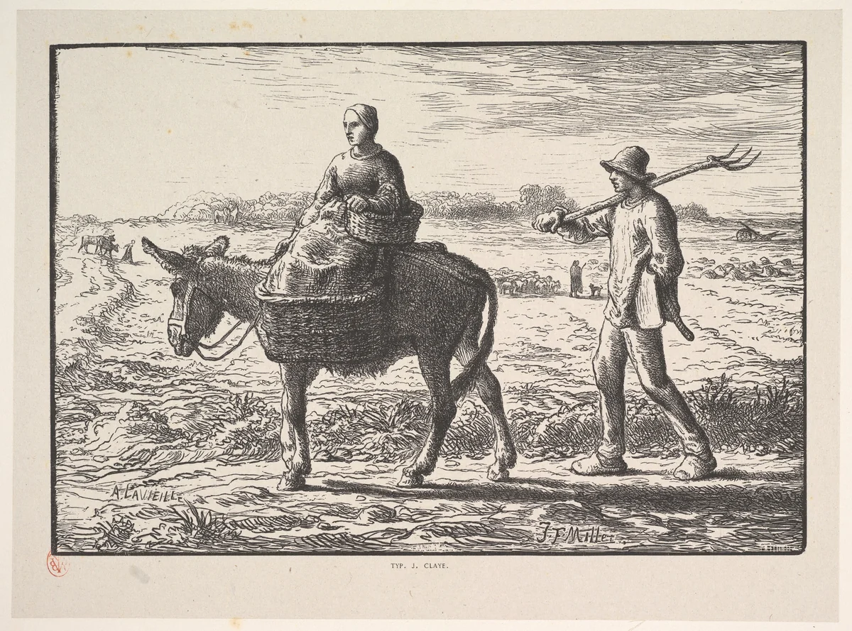 Morning, from "Four Times of the Day" by Jean-François Millet, print, 1830-1875