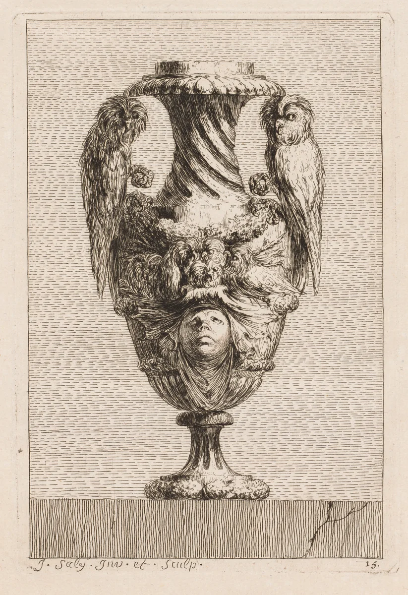 Suite of Vases: Plate 15 by Jacques François Saly, print, 1746