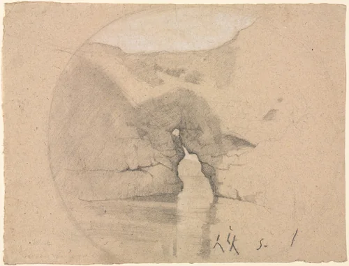 Sorrente, Bains de la Reine Jeanne by Henri Joseph Harpignies, drawing, 1848-1865